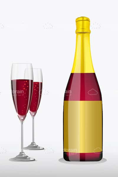 Pink Champagne Bottle with Glasses